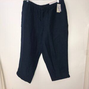 CJ Banks Linen Black Capri Pants women's 14W NWT